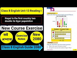 Class 8 English Unit 13 Reading I/Grammar I/writing I All Exercise New Guide 2080