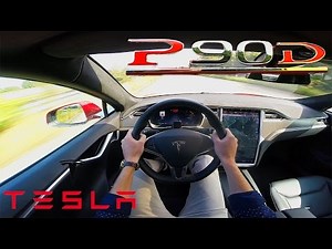 Tesla Model S 2017 P90D ACCELERATION & TOP SPEED Test Drive POV Ludicrous LAUNCH mode