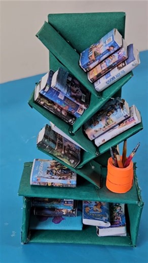 Miniature Book shelf 📚 making with cardboard || diy #ytshorts #craft