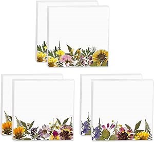 Wildflower Sticky Note Pads / 3" x 3" Botanical Sticky Notes/Set of 6 Pads / 50 Sheets Per Pad/Three Unique Designs/Made in The USA