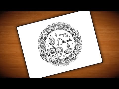 Easy Diwali Drawing/Diwali Festival Diya Drawing/Happy Diwali Mandala Art/How to draw mandala art