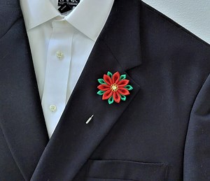 Christmas Poinsettia Flower Lapel Pin - Red Brooch Boutonniere for Men's Suit. - Etsy