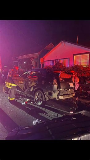 Santa Rosa Firefighters on Instagram: "A car exploded causing its windshield to end up in the power lines above (last few seconds) and even blew out windows of a nearby home. Butane is dangerous stuff."