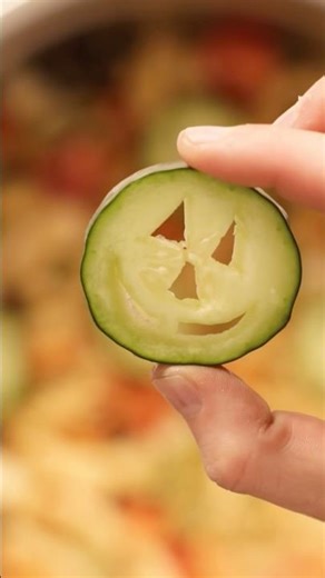 Jack-O’-Lantern Cucumber Pasta Salad (Cute + Easy Halloween Dish)