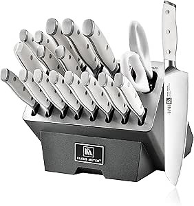 Klaus Meyer Stahl 19 Piece High Carbon Exclusive German Steel Knife Block Set (White)