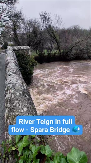 🌊 RIVER TEIGN IN FULL FLOW – SPARA BRIDGE 🌊 The River Teign flows forcefully under the 17th century Spara Bridge (H23) on the eastern fringes of Dartmoor. On the Thursday before Christmas, nearly 2 inches of rain fell in 24 hours in some parts of Dartmoor. A flood alert had been issued for the River Teign area, meaning flooding was possible. During the day this was upgraded to a flood warning for the Lower Teign, with flooding expected in the area between Chudleigh and Kingsteignton. I took a 