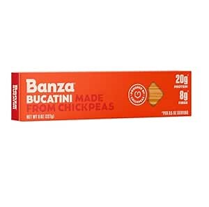 Banza Bucatini Pasta from Chickpeas - Gluten Free, High Protein, and Lower Carb Protein Bucatini Chickpea Pasta - 8oz