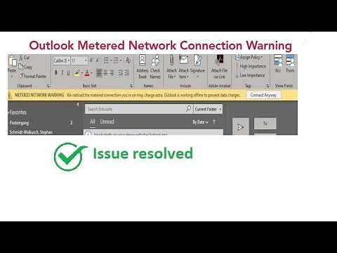 Metered connection, connect anyway error in outlook - windows 10