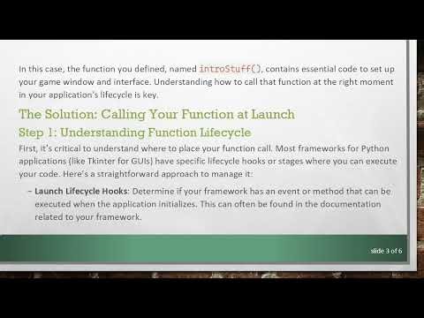 How to Execute a Function on Launch in Python