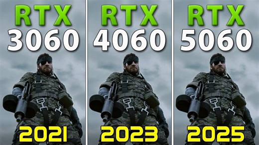 RTX 3060 vs RTX 4060 vs RTX 5060 | 1080p DLSS4 - 11款游戏对比测试