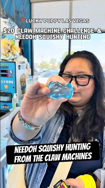 $20 Claw Machine Challenge and NeeDoh Squishy Hunting at Lucky Puppy Claw Machine Arcade in Vegas!