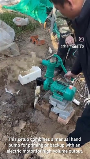 Manual vs. Electric water pump in action. #like #follow #subscribe