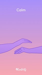 1.7K views · 129 reactions | Calm in ASL ID: animation video, sign "calm" moved slowly down with zen feeling. backgorund change in gradient: peach to purple. White text on Top "Calm" and logo on bottom. | 58 Creativity | Facebook