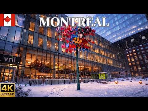 Have you ever seen a piece of the Berlin Wall in Montreal?|Snowy Day Walk in Downtown Montreal 🇨🇦 4k