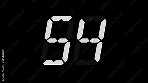 Digital timer from 60 to zero seconds. Backward counting clock. One minute stopwatch