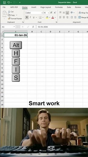 Insert sequential dates from 1 Jan to 31 Dec in smart way 🔥 #exceltips #spreadsheets #office