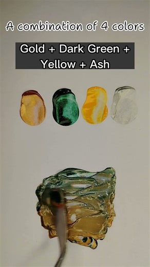 Lets mix all four colors together : gold + dark green + yellow and ash | #Shorts #us #satisfying