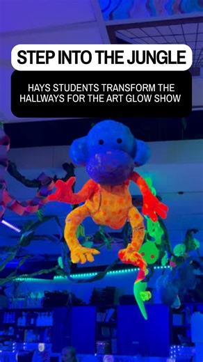 Step into the jungle — Hays Middle School’s halls just transformed into a glowing rainforest! 🌿 Art students brought the rainforest to life for this year’s Art Glow Show, using recycled materials, neon paints, and paper mâché to turn creativity into an immersive experience. Huge shoutout to Mrs. Michelle Cobb for leading the charge — this fun celebration of teamwork and self-expression let students truly shine through their unique strengths and interests. Moments like these show what happens wh