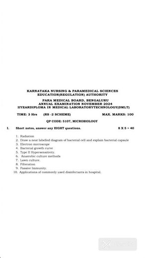 2nd DMLT Previous year Question paper - Microbiology
