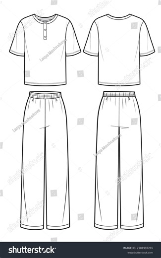 Women Pajama Sleepwear T-shirt Pants Stock Vector (Royalty Free) 2181997265 | Shutterstock