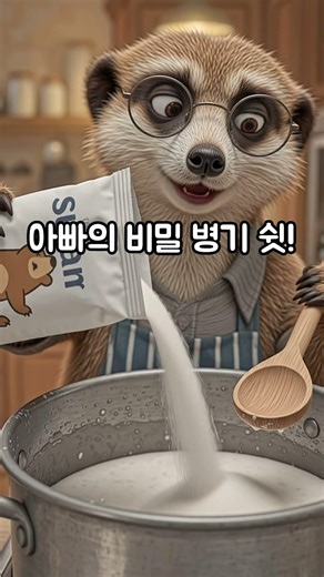 아빠의 첫 요리인데... 이거 성공인가요? 😂 #미어캣가족 #요리도전