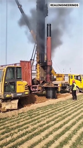 Real Engineerings | Engineering & Technology & Gadgets & DIY | Foundation Power: Structural Stability with Diesel Pile Driving! 🏗️💥 ​Observe the raw power and rhythmic force of a Diesel Pile Driver in... | Instagram