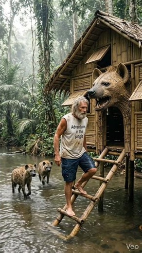 He Built This Bamboo House to Stay Safe from the Hyena 🌿 Jungle Survival Story #shorts #reels