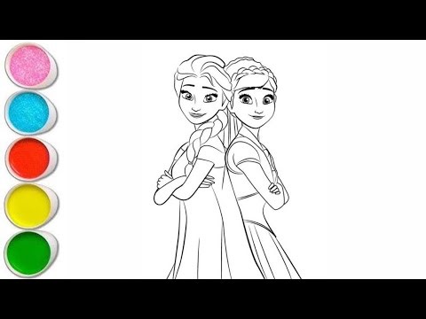 Cute Elsa & Anna Frozen Drawing for kids,Painting & Coloring for kids,Toddlers | Let's Draw Together