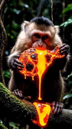 Monkey Tries Lava Fried Chicken… You Won’t Believe What Happens! #lava #volcano