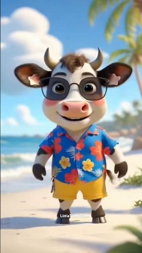 Animasi sapi lucu joget di pantai #dance #cute #djremix #youtubeshort