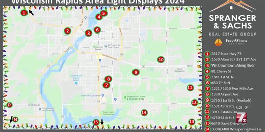 Real estate group in Wisconsin Rapids shares holiday light display map online