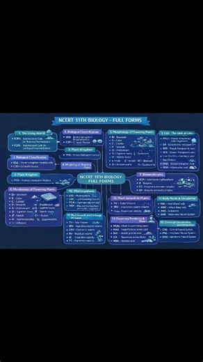 𝗕𝗶𝗼𝗣𝗰𝗵𝗲𝗠 - 𝗞𝗵𝘂𝘀𝗵𝗶 𝗧𝗶𝘄𝗮𝗿𝗶 on Instagram: "NCERT 11th BIOLOGY – FULL FORMS │ ├── 1. The Living World │ ├── ICBN – International Code for Botanical Nomenclature │ └── ICZN – International Code for Zoological Nomenclature │ ├── 2. Biological Classification │ ├── BSE – Bovine Spongiform Encephalopathy │ └── CJD – Cr-Jacob Disease │ ├── 3. Plant Kingdom │ └── PEN – Primary Endosperm Nucleus │ ├── 4. Morphology of Flowering Plants │ ├── Br – Bracteate │ ├── K – Calyx │ ├── C – Coroll