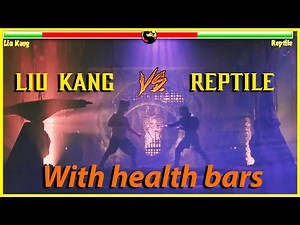 Liu Kang vs Reptile fight with health bars - Mortal Kombat