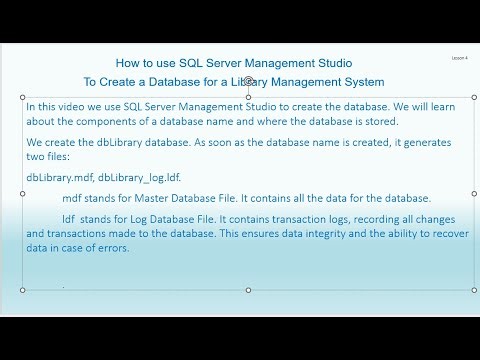 How to use SQL Server Management Studio to Create a Database for a Library Management System