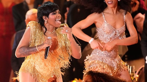 Fantasia performs "Proud Mary" in tribute to Tina Turner at the Grammy Awards