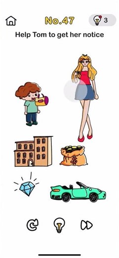 BRAIN OUT Level 47 HELP TOM TO GET HER NOTICE