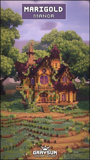 Graysun | Minecraft Builds on Instagram: "Fantasy House - Minecraft 💾Comment "Download" for my Patreon Link! In this video im showing the build process of the Marigold Manor design! #minecraft #minecraftbuilds #minecrafthouse #minecraftfantasy #minecraftideas"