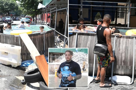 Exclusive | Bizarre NYC swimming pool operating in the street goes viral, as NYPD stalls shutdown: ‘Having the time of their lives’