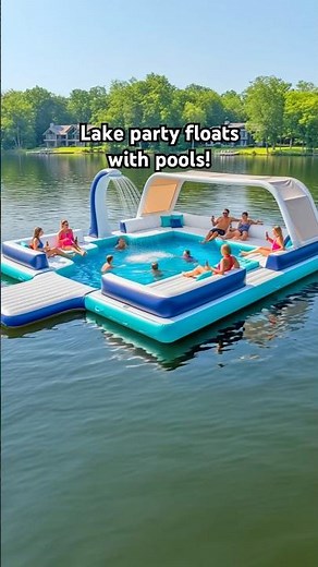 I'm gonna need one of these lake party floats with a pool! 🙌👏👏