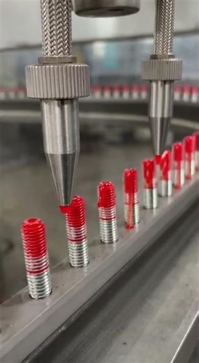 Thread locking: anaerobic adhesive applied to prevent bolt loosening #engineering #DIY #mechanics