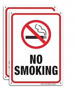 No Smoking Sign,2 Pack No Smoking Metal Reflective Signs - 10 x 7 .040 Rust Free Heavy Duty Aluminum sign - UV Printed With Professional Graphics - Easy To Mount - Indoor & Outdoor Use