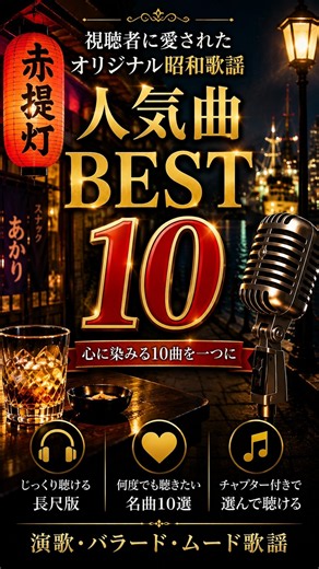 【Shorts｜人気曲BEST10】視聴者に愛されたオリジナル昭和歌謡10選｜演歌・バラード・ムード歌謡