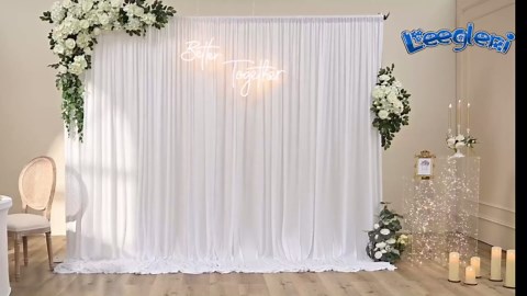 20ftx12ft Wrinkle Free Beige Backdrop Curtain, 4 Panels 12FT Height Beige Wedding Backdrop Drapes, Silky Polyester Back Drop Cloth for Birthday Photography Background Party Backdrop Draping