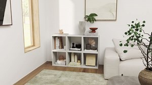 LOKO Stackable 2 Cube Storage Organizer, Freestanding Cubby Storage Bookcase with Anti-toppling Device, 2-Tier Bookshelf, Combinable Record Player Stand for Living Room Bedroom Study (1, White)