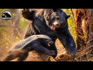 Black Bear vs Honey Badger: Brutal Fight for Wild Honey | Animals in the wild | Wildlife videos