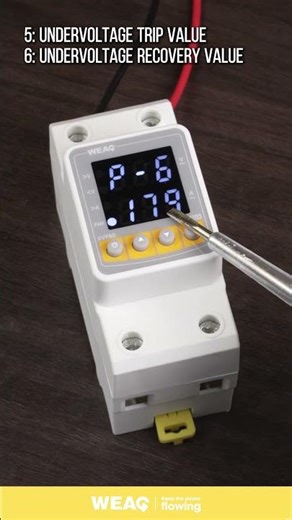 Automatic Voltage Protector Showing Adjustable Over-Under Voltage Settings.