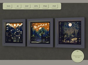 3D SVG Christmas Shadowbox Bundle, Lightbox Svg, Shadowbox for Cricut and Silhouette, Light Box Template, Cricut Shadow Box, Cricut Svg DIY. - Etsy