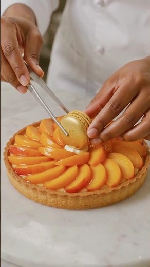 Easy Peach Tart Recipe 🍑 | Beautiful French Dessert in 16 Seconds