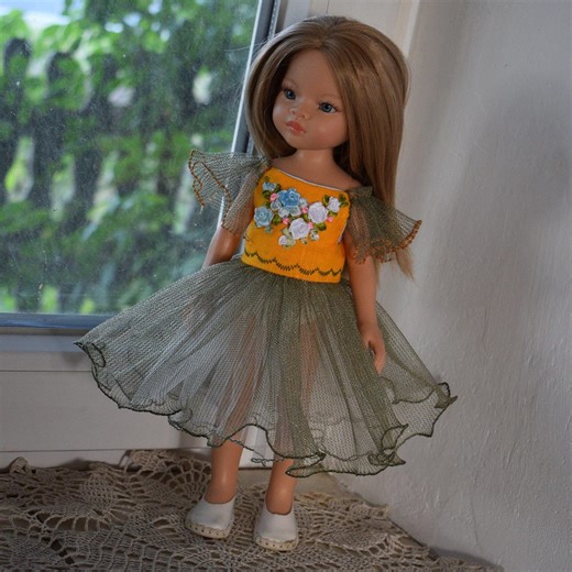 DRESS for Doll Paola Reina, Effner Little Darling, Ruby Red 13-14 Inch. Dolls Outfit Clothes, Hand Embroidery, Glitter Tulle - Etsy