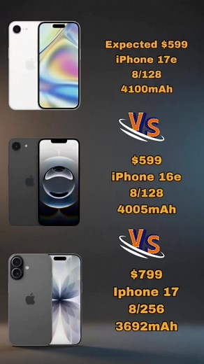 iPhone 17e vs iPhone 16e vs iPhone 17 Comparison